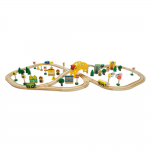 Set trenulet My First Wooden Train Set cu 80 piese din lemn